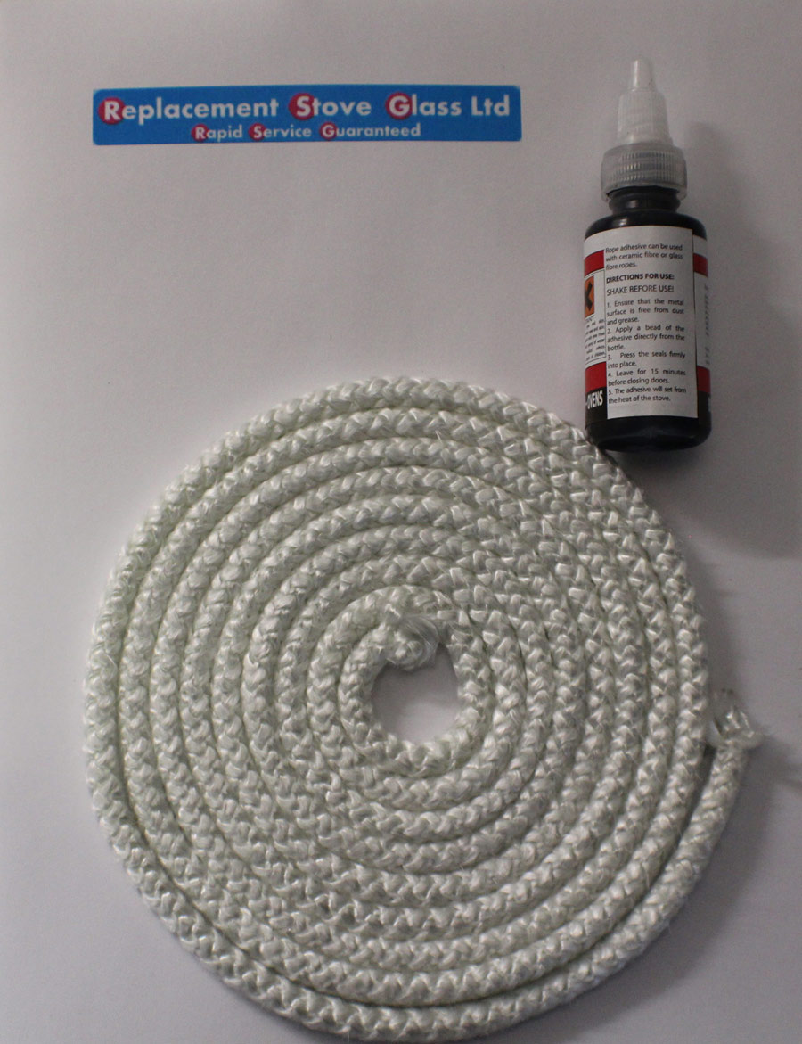 6mm Stove Rope & Glue Kit 2.5m Stove Rope Seal & Glue Replacement